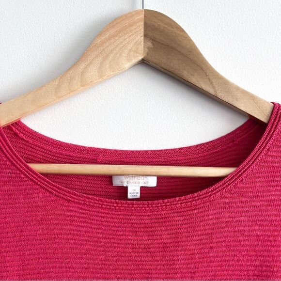 Wilfred Sweater Linen Blend Red Women's XS 3/4 Sleeves Horizontal Ribbing - Picture 4 of 10